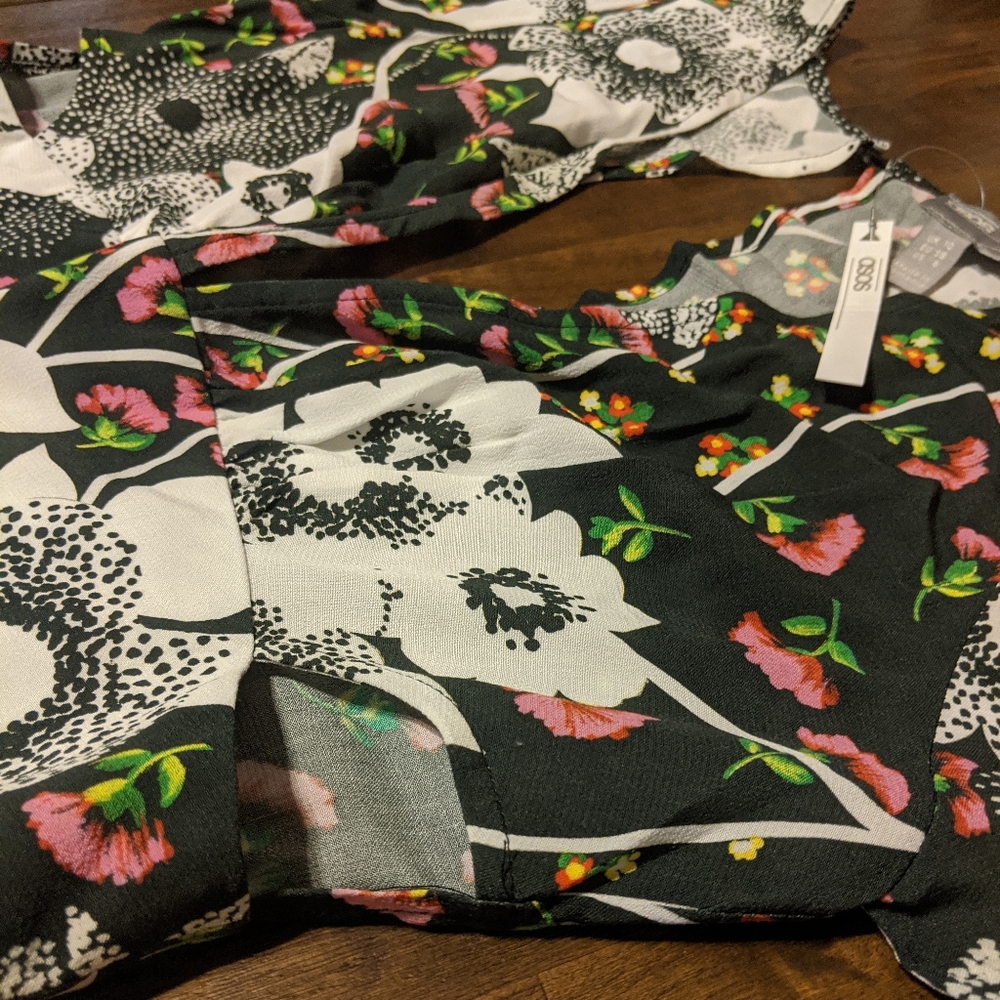 Asos floral jumpsuit cut out sides